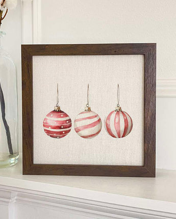 Red and White Stripe  Ornaments - Customizable Framed Sign