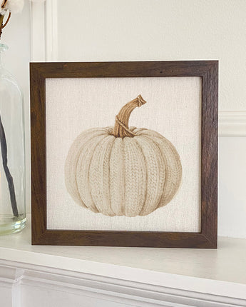 Knit Pumpkin - Customizable Framed Sign