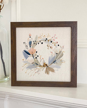 Winter Blue Wreath - Customizable Framed Sign