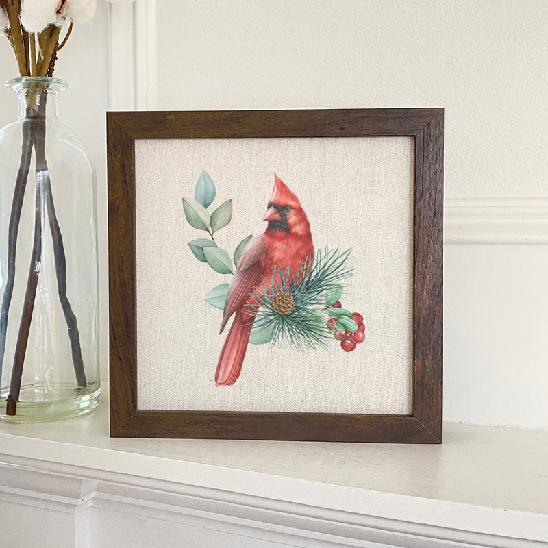 Cardinal (Fall Birds) - Framed Sign
