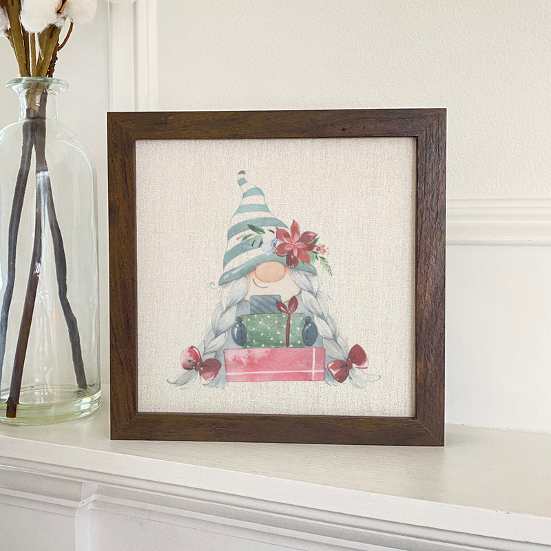 Gnome with Presents - Framed Sign