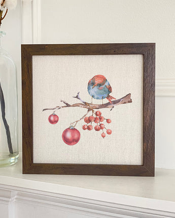 Christmas Branch with Bird - Framed Sign