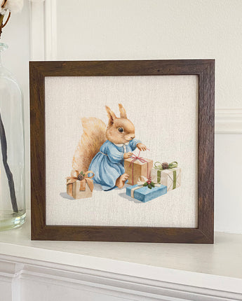 Fairytale Squirrel with Presents - Framed Sign
