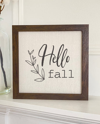 Hello Fall (sprig) - Framed Sign