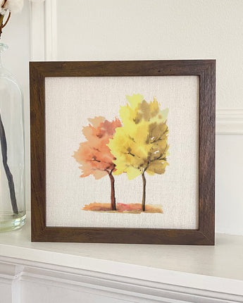 Watercolor Fall Trees (Pair) - Framed Sign