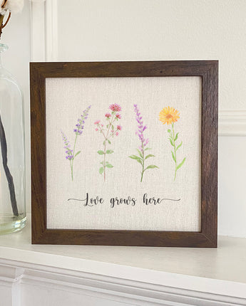 Love Grows Here Garden - Framed Sign