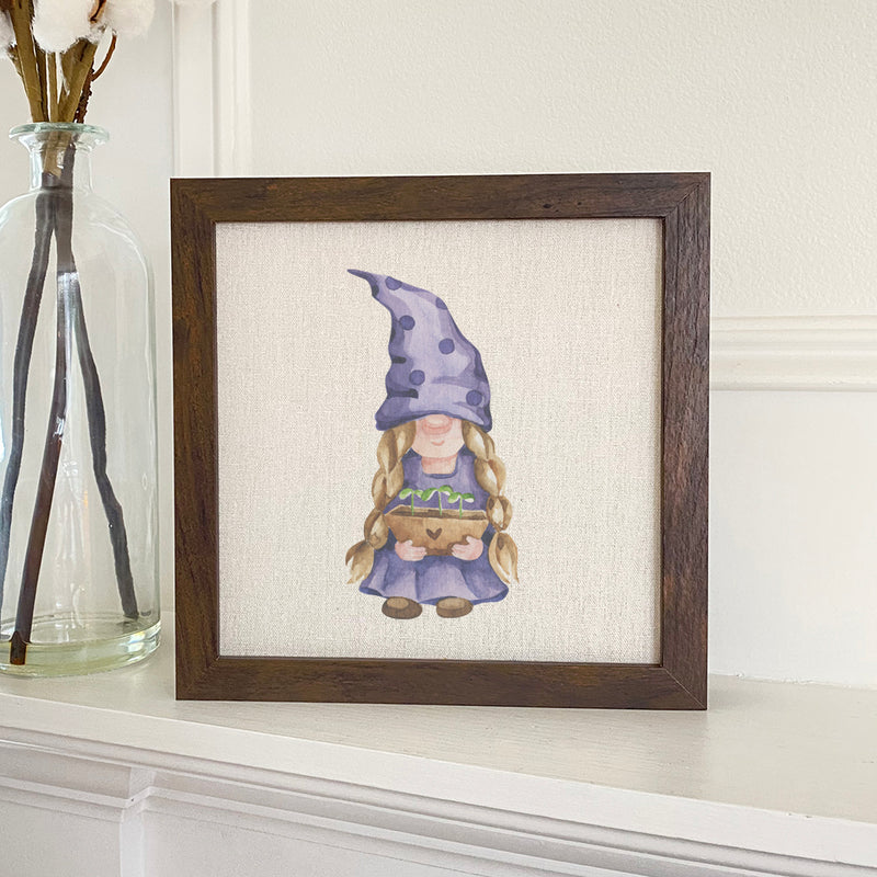 Garden Gnome with Sprouts - Framed Sign