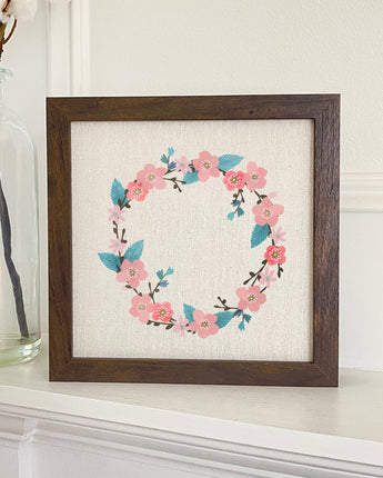 Cherry Blossom Wreath - Framed Sign