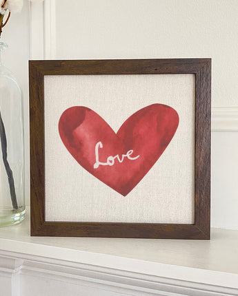 Watercolor Love Heart Red - Framed Sign