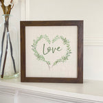 Love Greenery Heart Wreath - Framed Sign