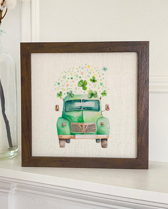 Irish Farm Truck with Clovers - Framed Sign