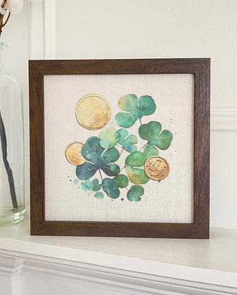 Shamrocks and Coins - Framed Sign