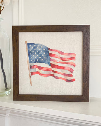Watercolor American Flag - Framed Sign