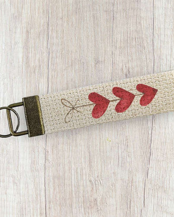 String of Hearts - Valentine's Day Canvas Key Fob