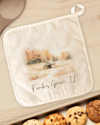 Fall Field Barn - Custom Cotton Pot Holder