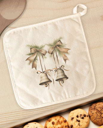 Pine Boughs and Bells - Customizable Cotton Pot Holder