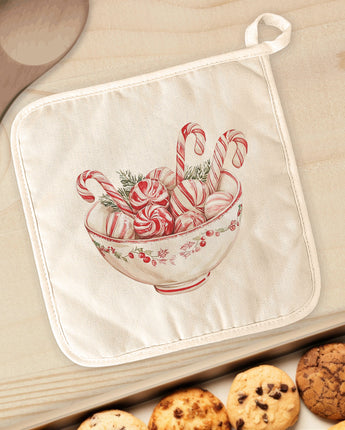 Candy Canes and Peppermints - Customizable Cotton Pot Holder