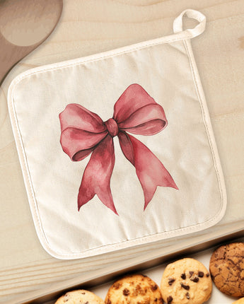 Red Gift Bow - Customizable Cotton Pot Holder