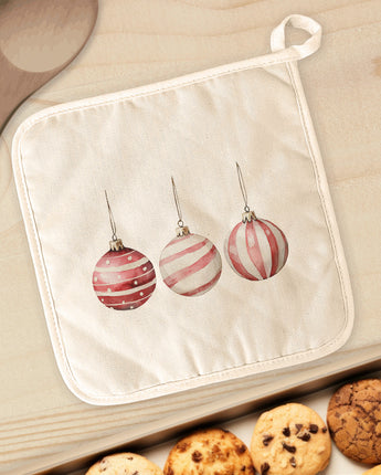 Red and White Stripe Ornaments - Customizable Cotton Pot Holder