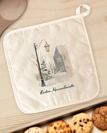 Snowy Town Row - Custom Cotton Pot Holder