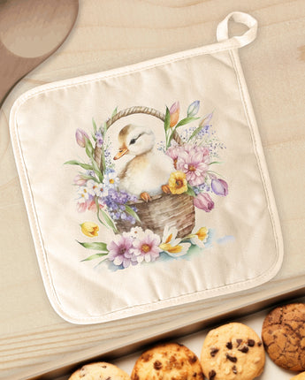 Duckling in Flower Basket - Cotton Pot Holder
