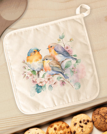 Spring Birds Watercolor - Cotton Pot Holder