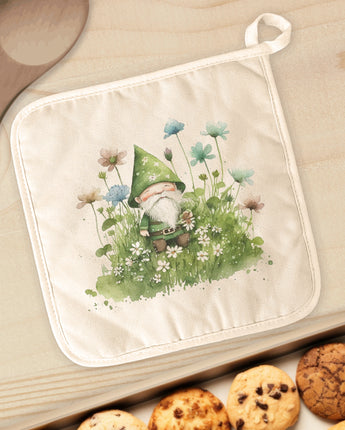 Irish Gnome in Clover - Cotton Pot Holder