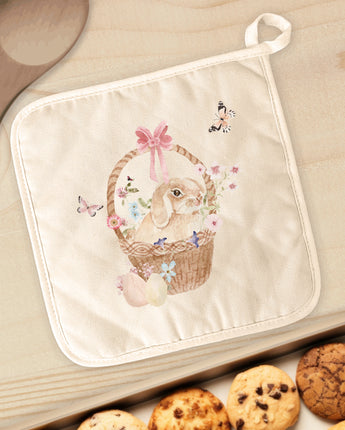 Watercolor Bunny in a Basket - Cotton Pot Holder