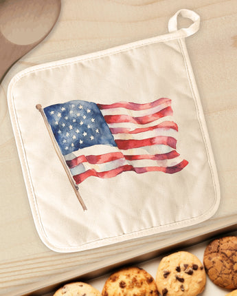 Watercolor American Flag - Cotton Pot Holder