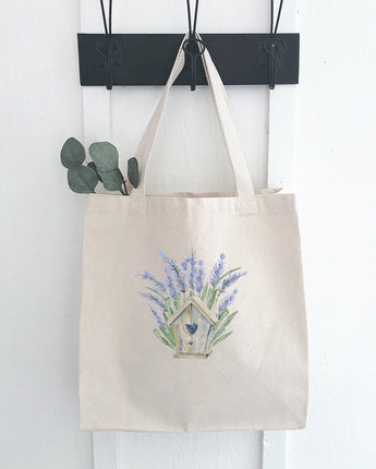 Lavender Birdhouse - Canvas Tote Bag
