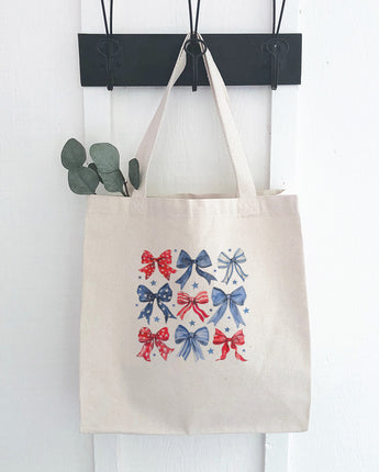 Red, White and Bows - Patriotic Canvas Tote Bag