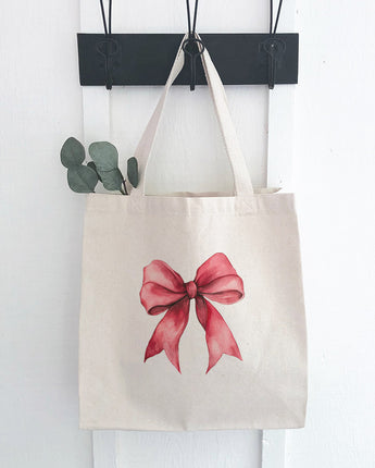 Red Gift Bow - Customizable Canvas Tote Bag
