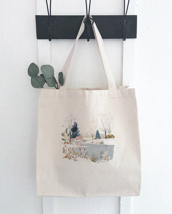 Brisk Winter Pond - Customizable Canvas Tote Bag