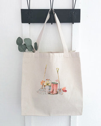 Fall Boots and Garden Tools - Canvas Tote Bag