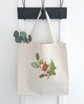 Watercolor Holly Sprig - Canvas Tote Bag