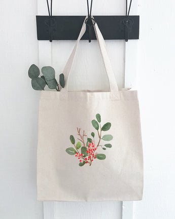 Watercolor Holly Branch - Canvas Tote Bag