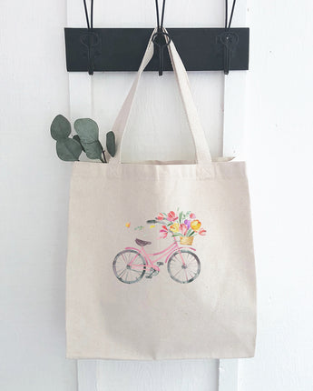 Spring Floral Bike - Canvas Tote Bag