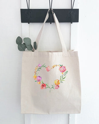 Spring Heart Wreath - Canvas Tote Bag