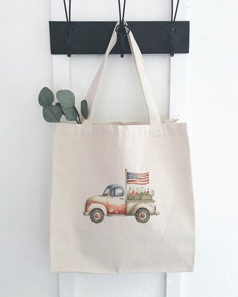 Patriotic Farmhouse Truck - Canvas Tote Bag