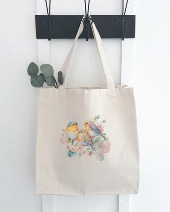 Spring Birds Watercolor - Canvas Tote Bag