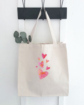 Orange and Pink Group of Hearts - Canvas Tote Bag