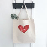 Watercolor Love Heart Red - Canvas Tote Bag