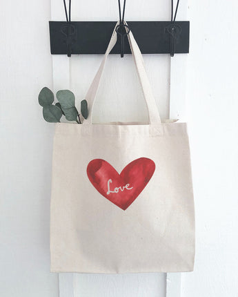 Watercolor Love Heart Red - Canvas Tote Bag