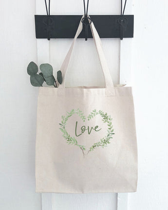 Love Greenery Heart Wreath - Canvas Tote Bag
