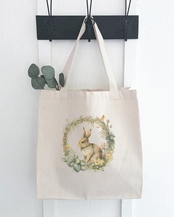 Muted Bunny Wreath - Canvas Tote Bag