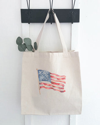 Watercolor American Flag - Canvas Tote Bag