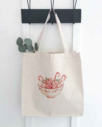 Candy Canes and Peppermints - Customizable Canvas Tote Bag