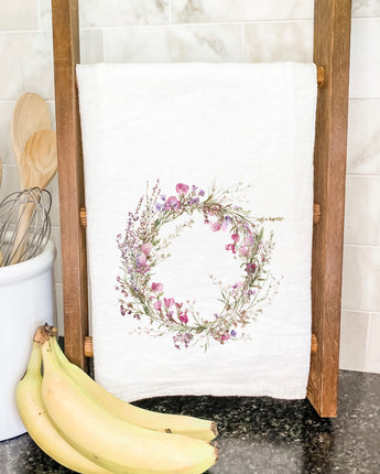 Purple Spring Wreath - Cotton Tea Towel
