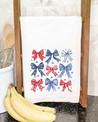 Red, White and Bows - Patriotic Cotton Tea Towel