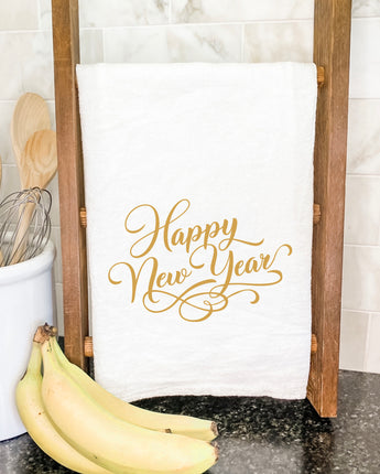 Happy New Year Gold Script - Cotton Tea Towel